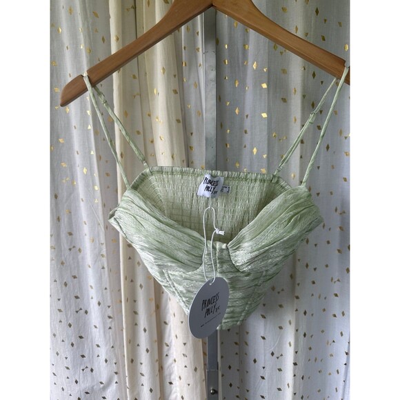 Princess Polly NWT Conaway Corset Ruched Shirred Back Adjustable Top Green 8 - Picture 6 of 7